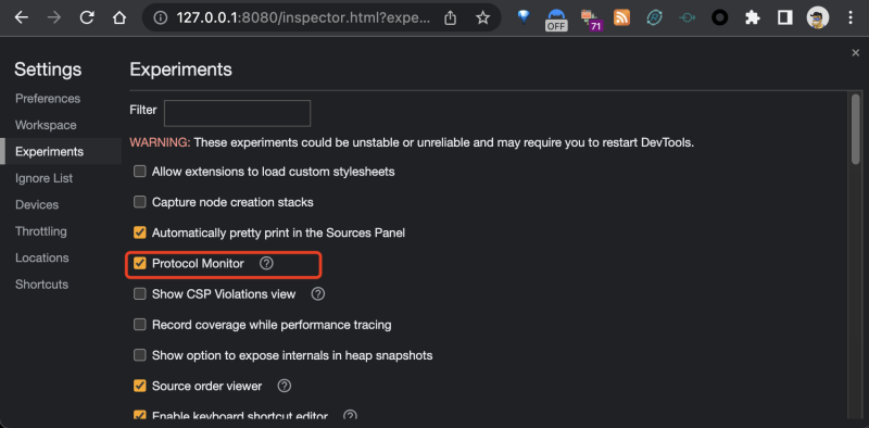 打开 Protocol Monitor 选项